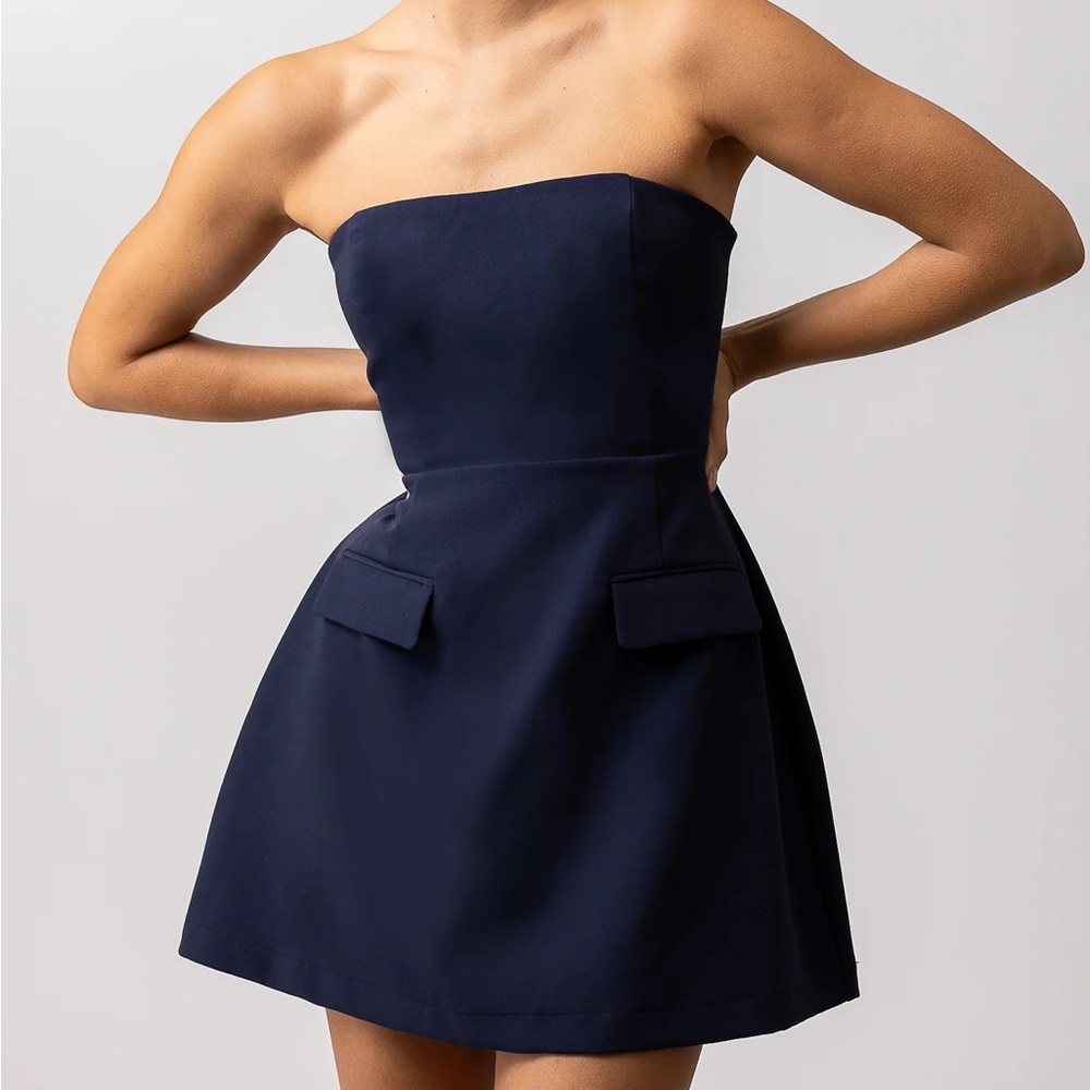 Line & Dot Houston Mini Navy Strapless Dress